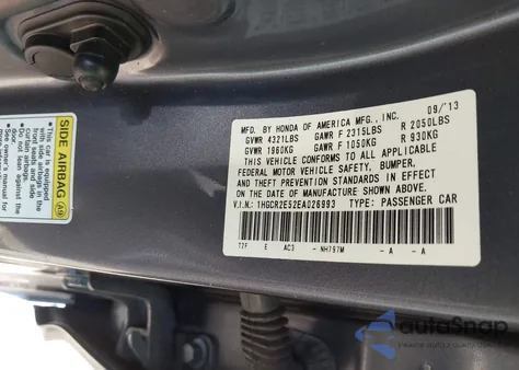 2014 Honda Accord Sport from USA, damaged, VIN 1HGCR2E52EA026993